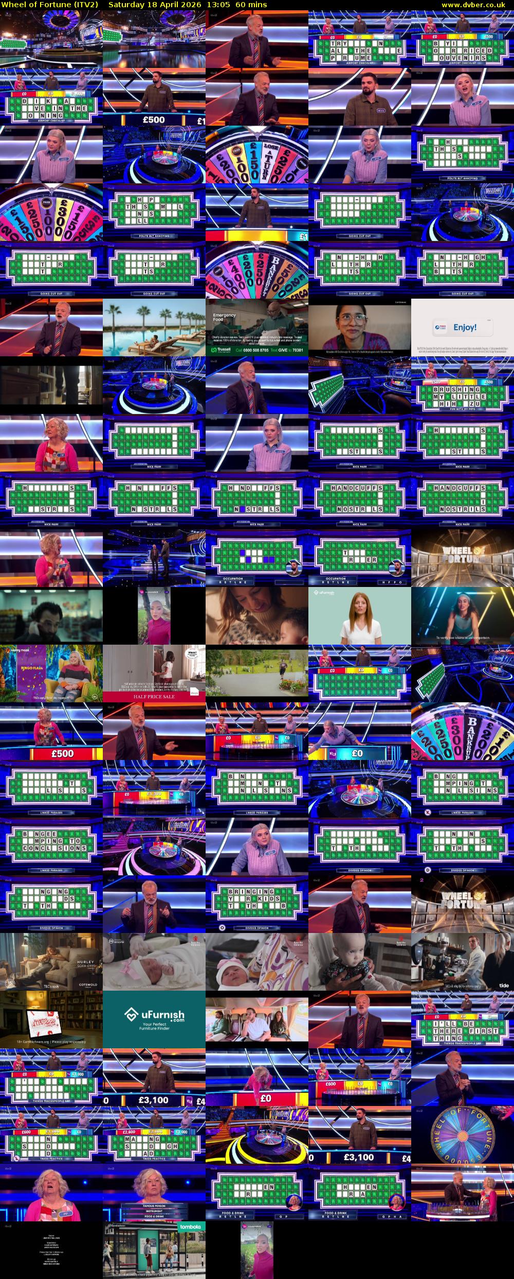 Wheel of Fortune (ITV2) Saturday 18 April 2026 13:05 - 14:05