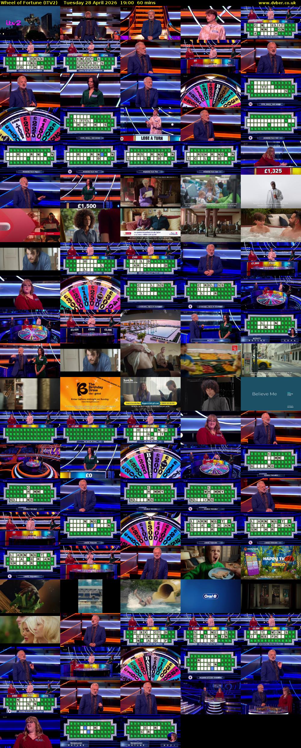 Wheel of Fortune (ITV2) Tuesday 28 April 2026 19:00 - 20:00