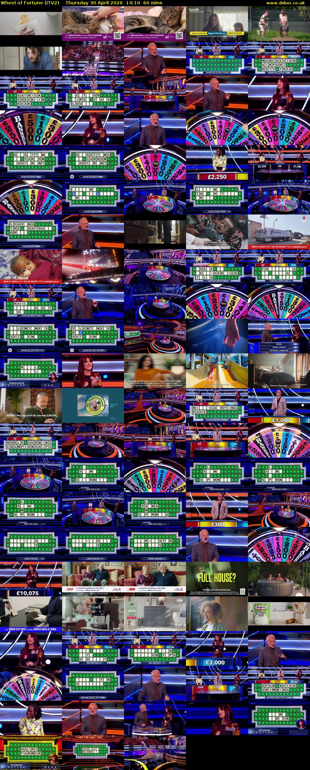 Wheel of Fortune (ITV2) Thursday 30 April 2026 14:10 - 15:10