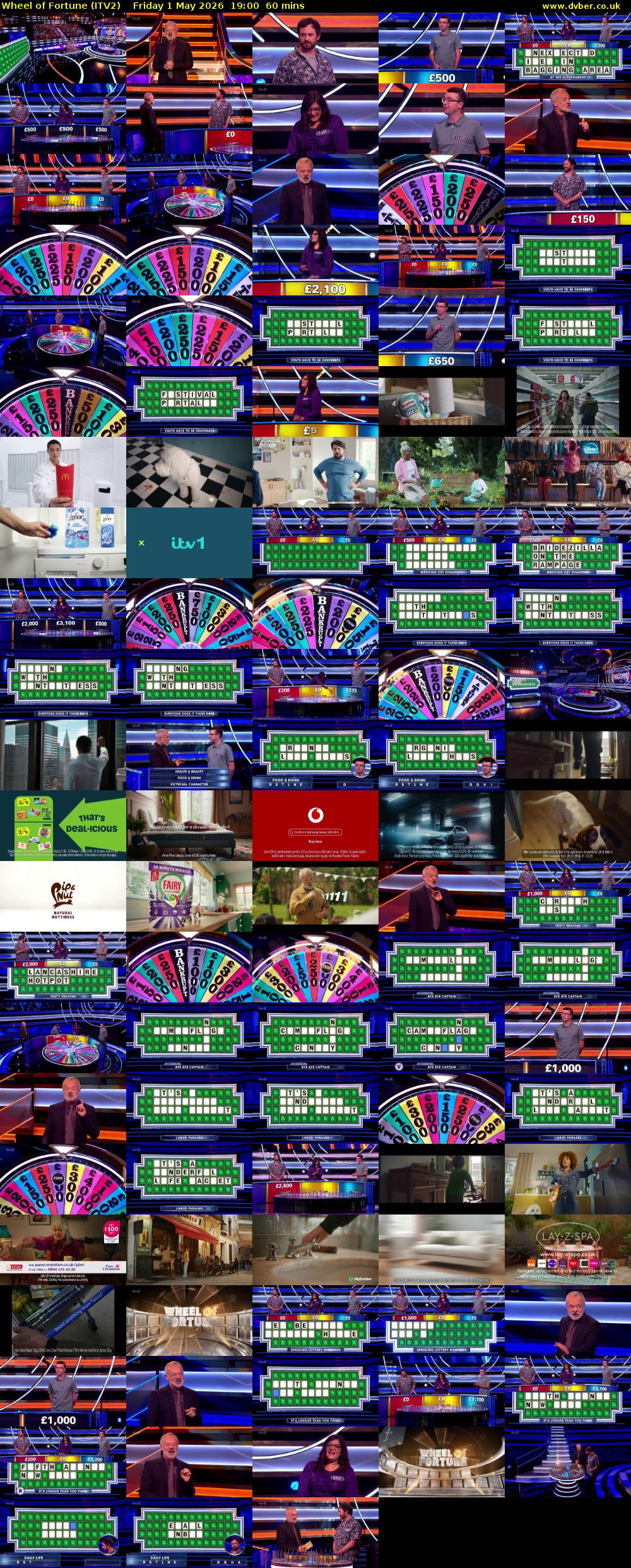 Wheel of Fortune (ITV2) Friday 1 May 2026 19:00 - 20:00