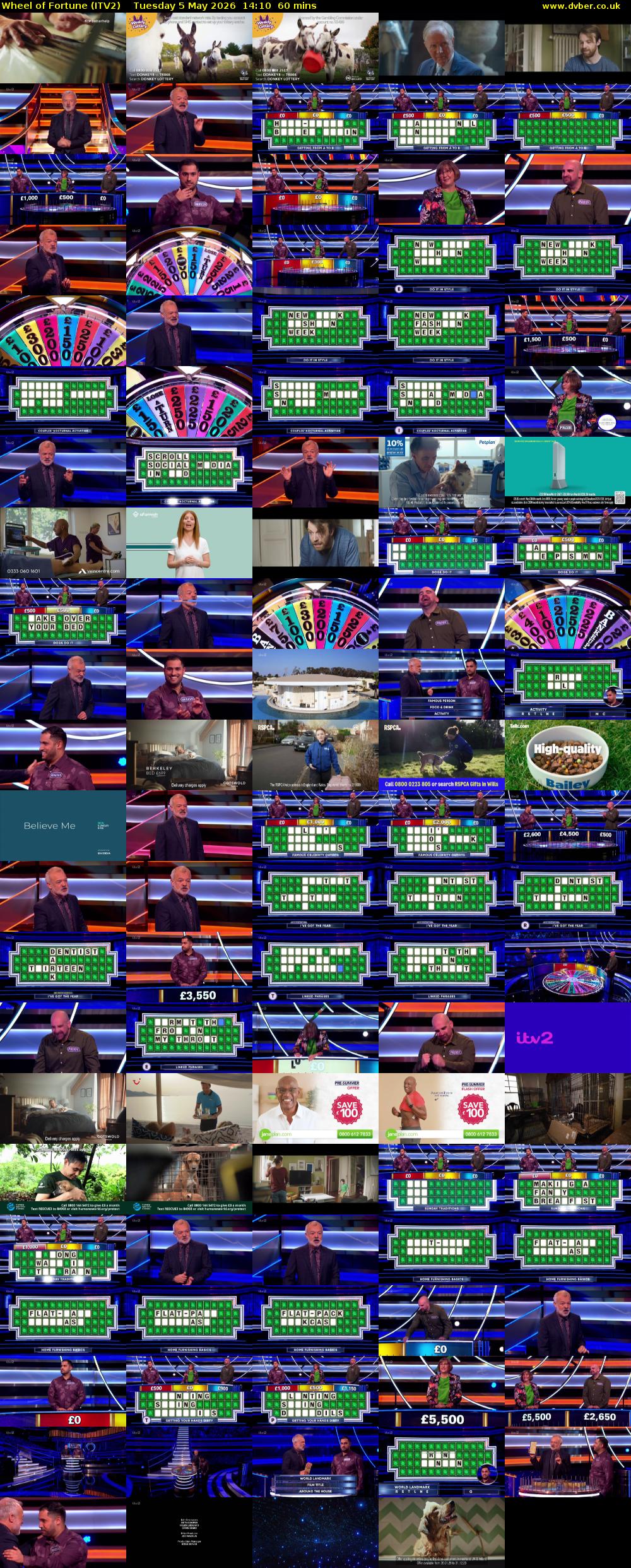 Wheel of Fortune (ITV2) Tuesday 5 May 2026 14:10 - 15:10
