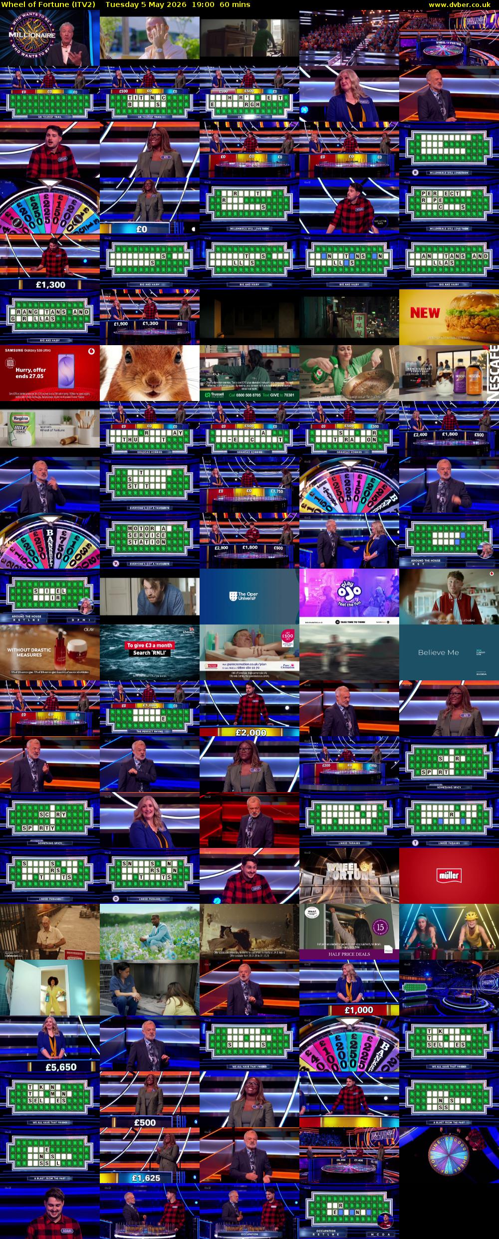 Wheel of Fortune (ITV2) Tuesday 5 May 2026 19:00 - 20:00