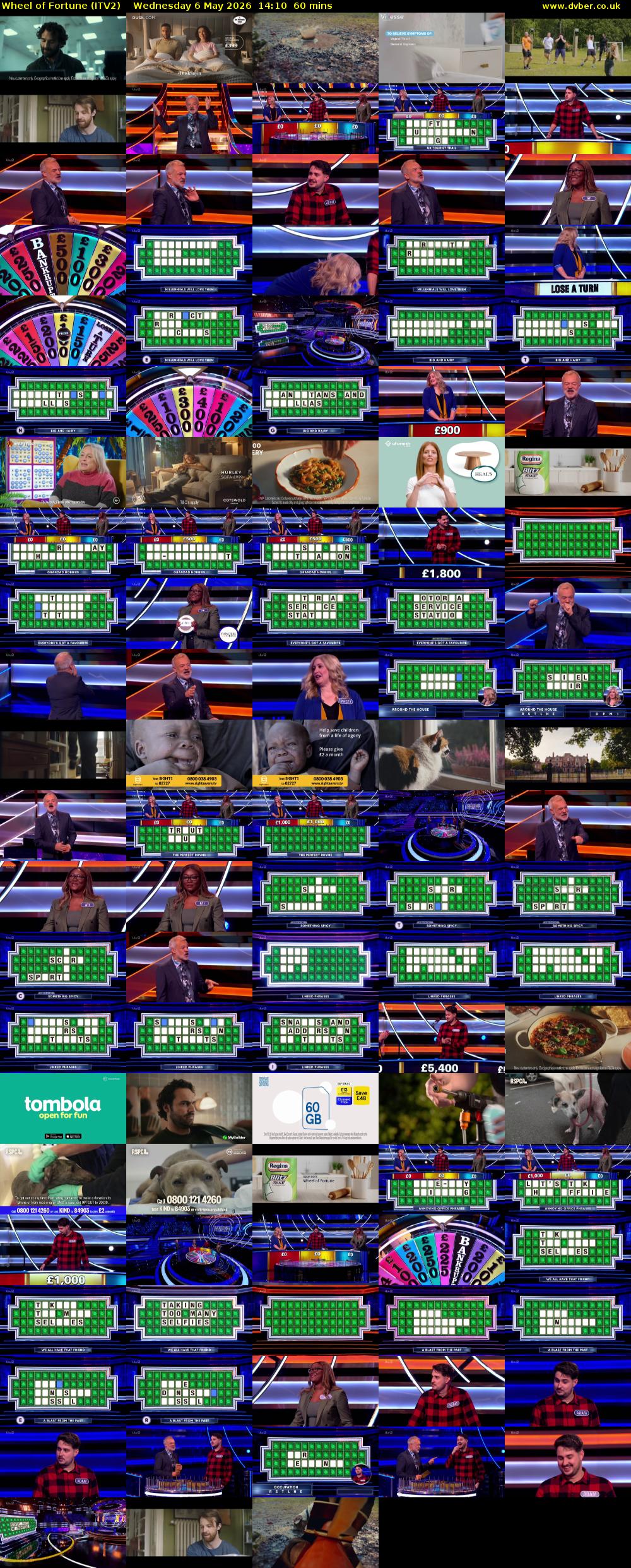 Wheel of Fortune (ITV2) Wednesday 6 May 2026 14:10 - 15:10