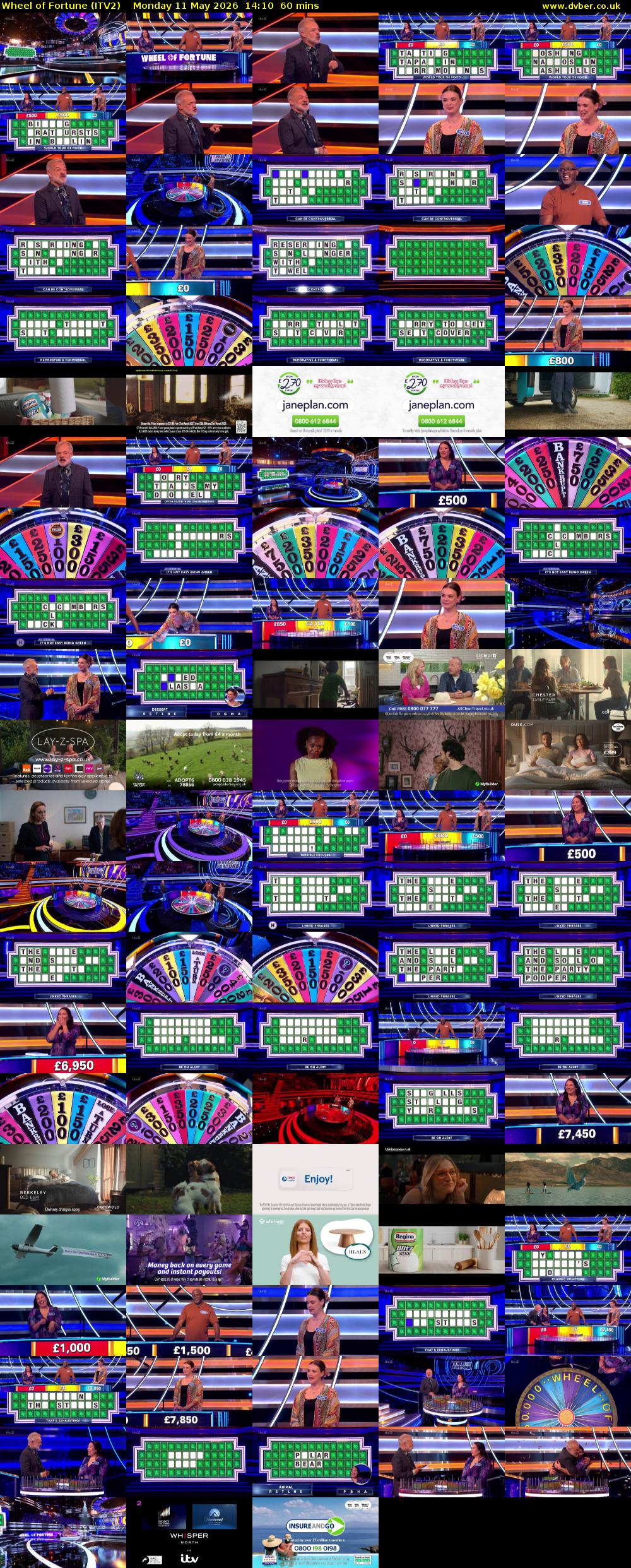 Wheel of Fortune (ITV2) Monday 11 May 2026 14:10 - 15:10