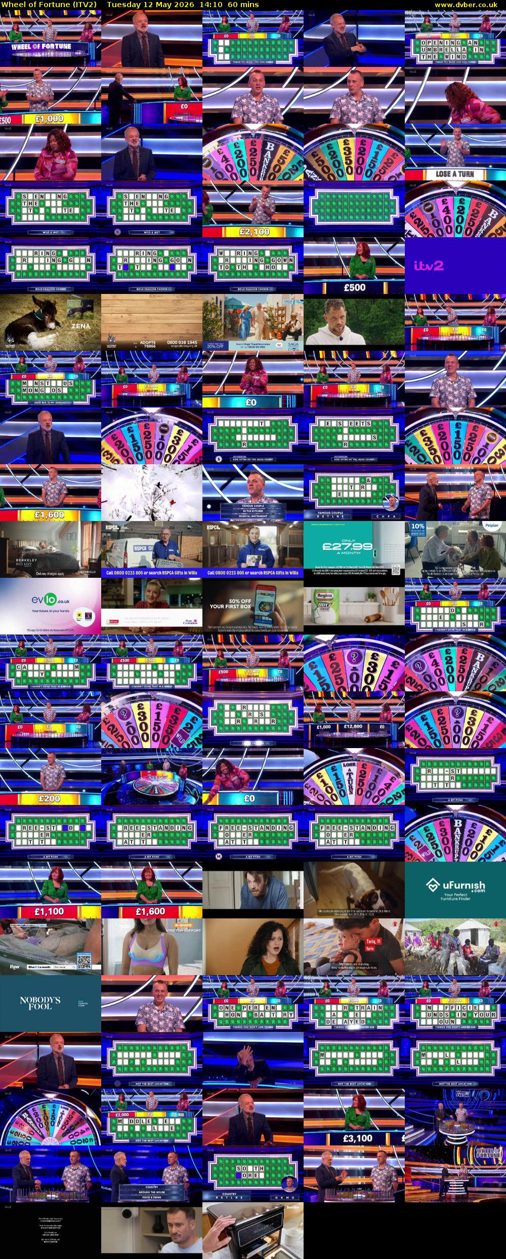 Wheel of Fortune (ITV2) Tuesday 12 May 2026 14:10 - 15:10