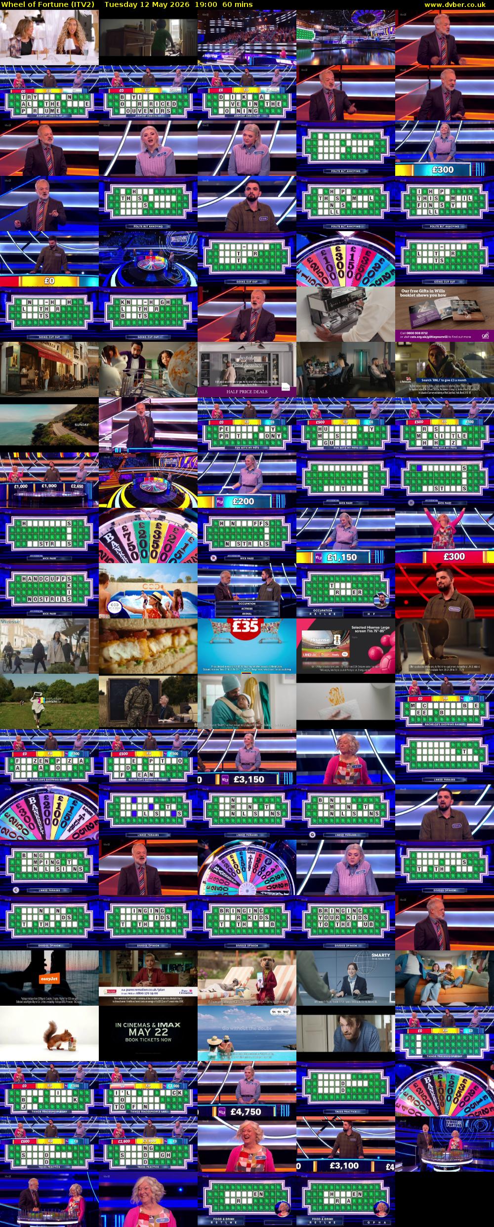 Wheel of Fortune (ITV2) Tuesday 12 May 2026 19:00 - 20:00