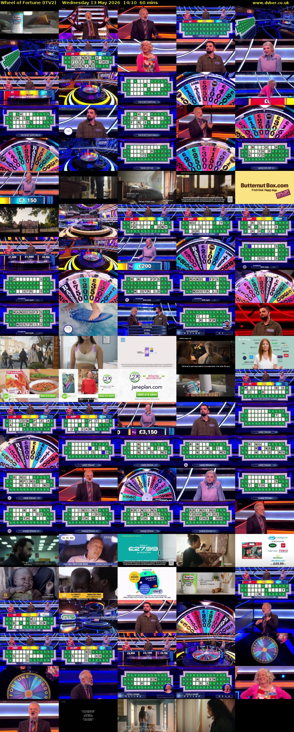 Wheel of Fortune (ITV2) Wednesday 13 May 2026 14:10 - 15:10