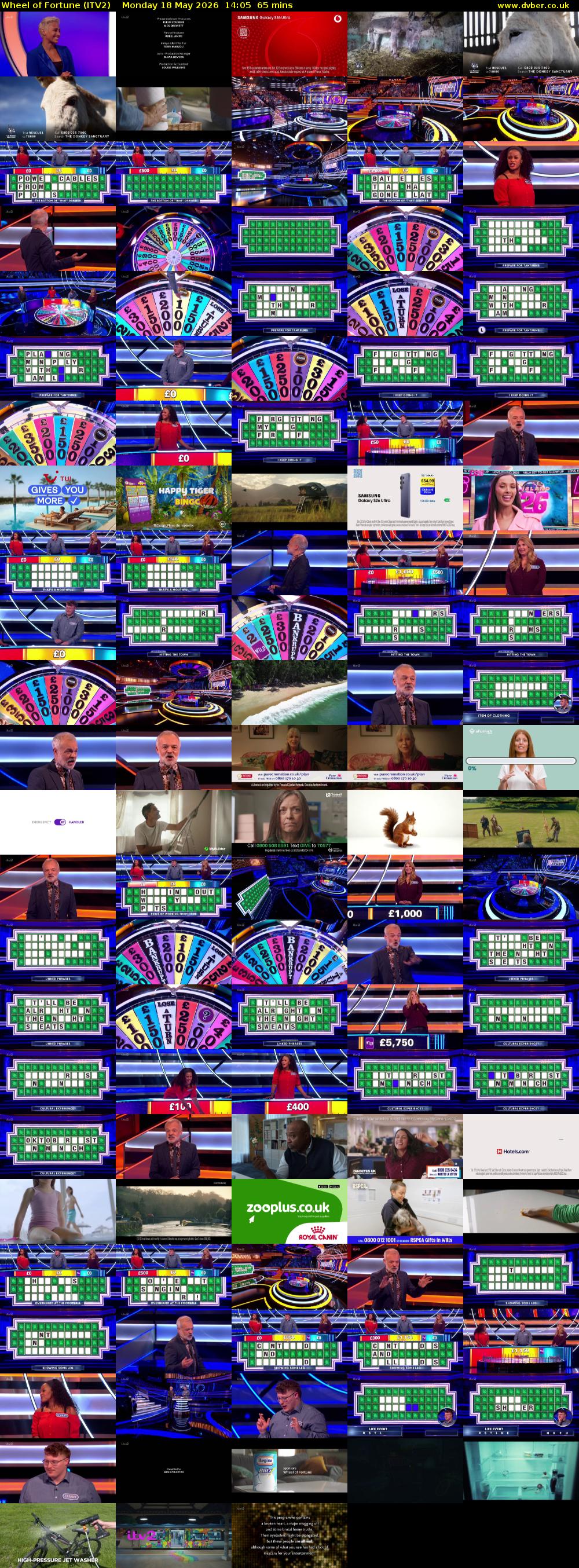 Wheel of Fortune (ITV2) Monday 18 May 2026 14:05 - 15:10