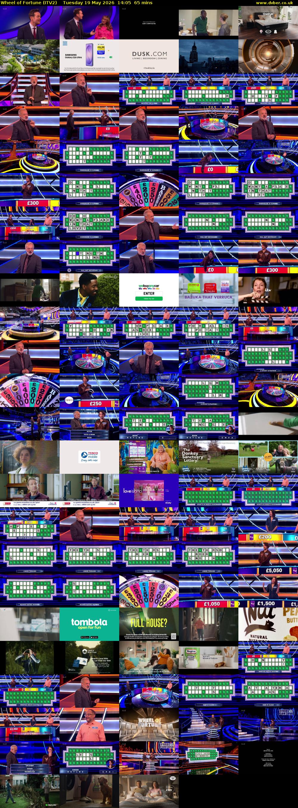 Wheel of Fortune (ITV2) Tuesday 19 May 2026 14:05 - 15:10