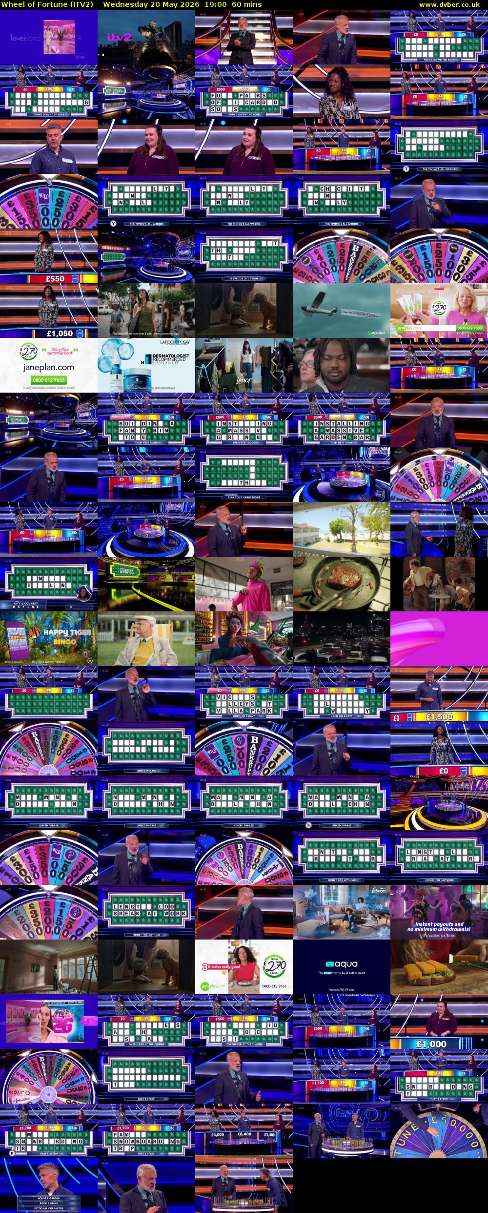 Wheel of Fortune (ITV2) Wednesday 20 May 2026 19:00 - 20:00