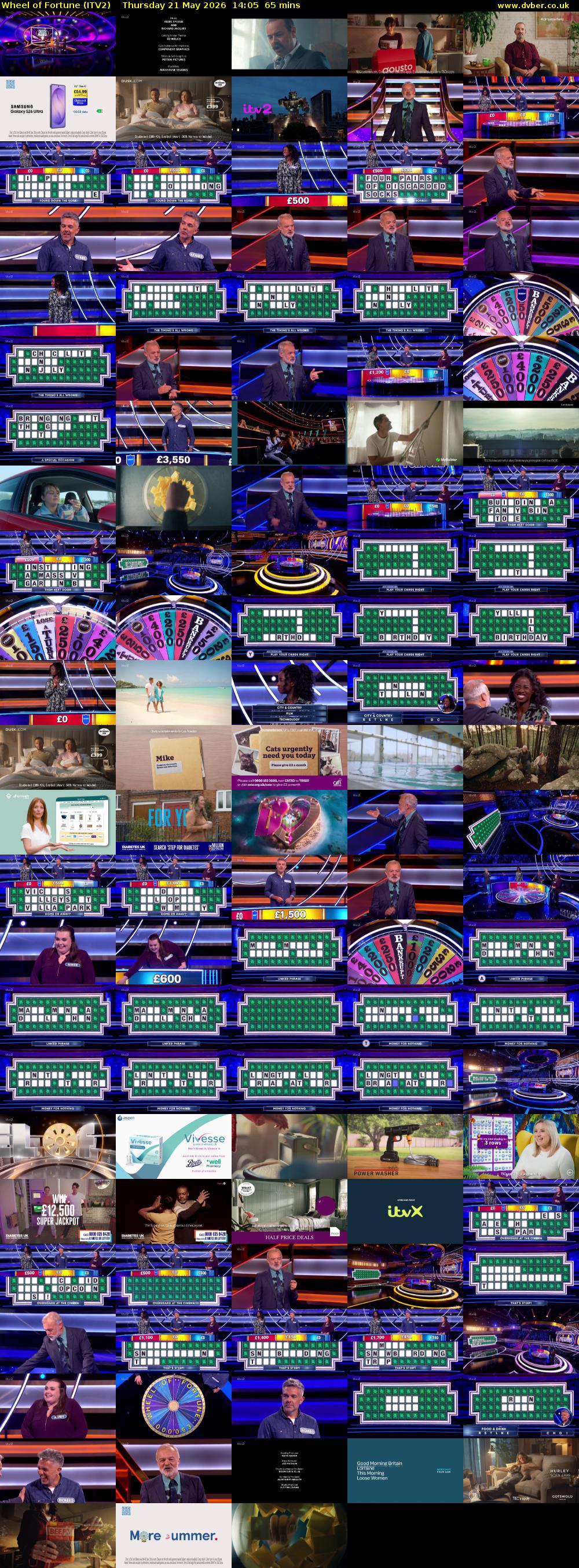 Wheel of Fortune (ITV2) Thursday 21 May 2026 14:05 - 15:10