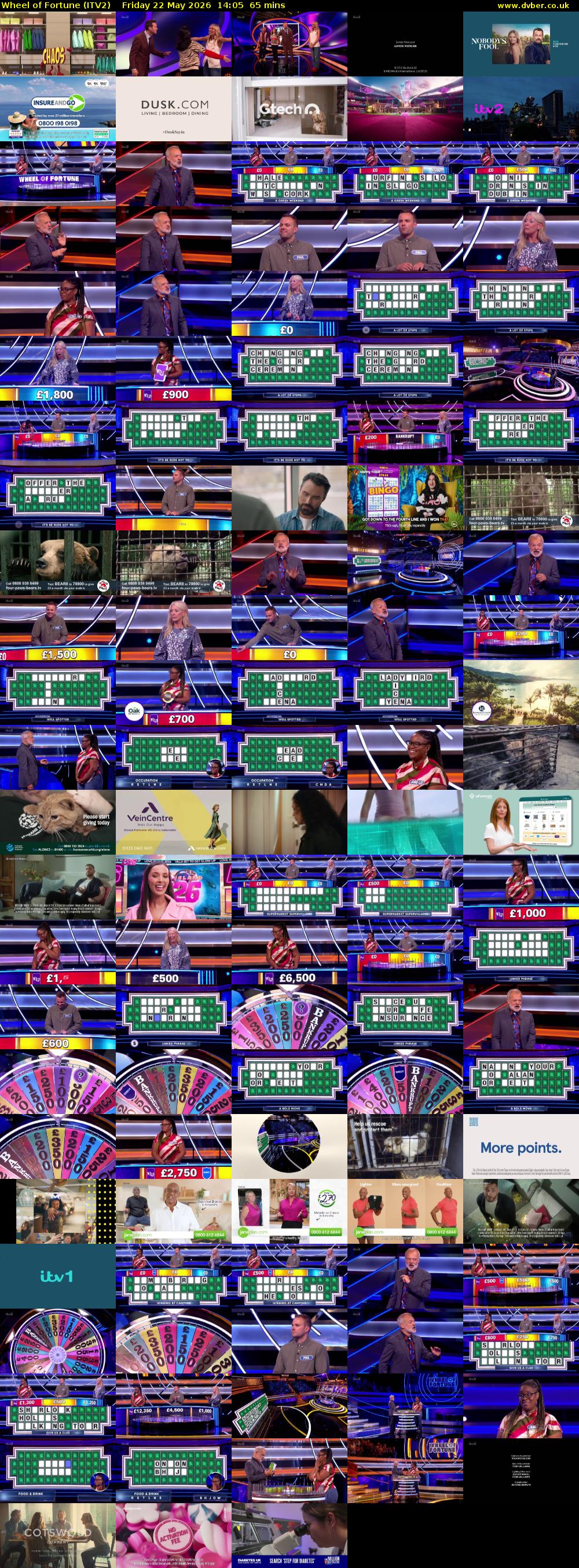 Wheel of Fortune (ITV2) Friday 22 May 2026 14:05 - 15:10