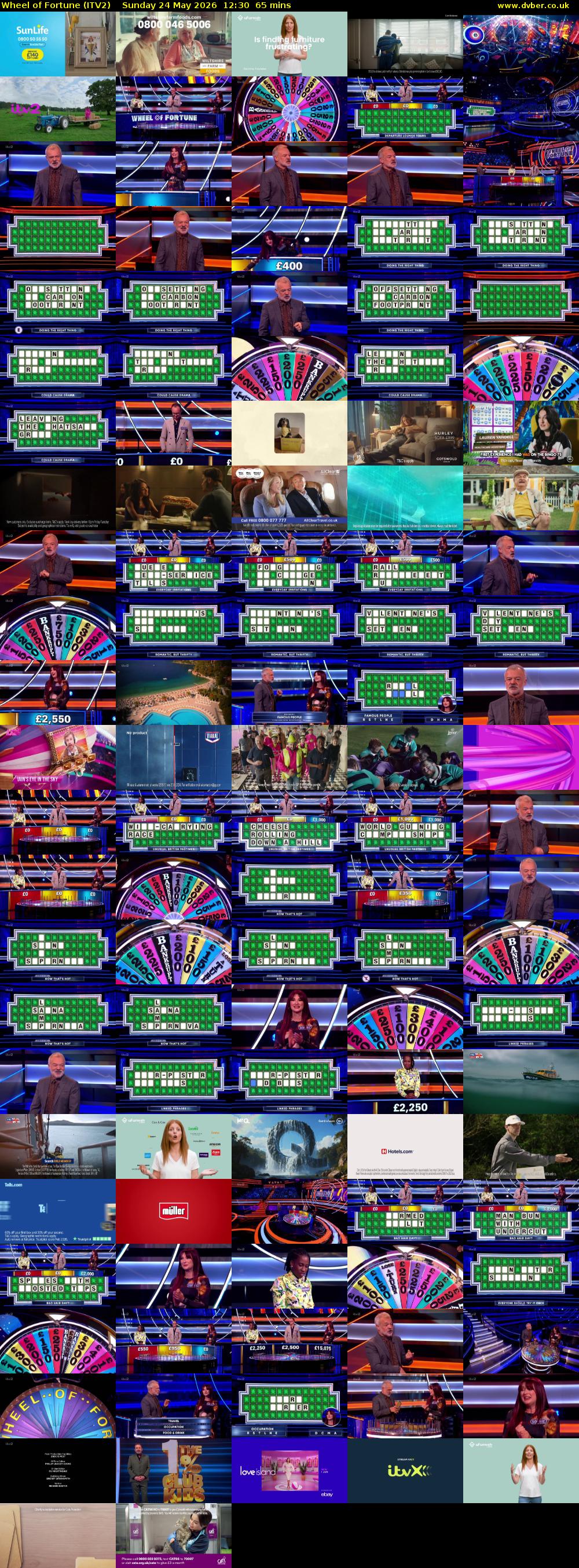 Wheel of Fortune (ITV2) Sunday 24 May 2026 12:30 - 13:35