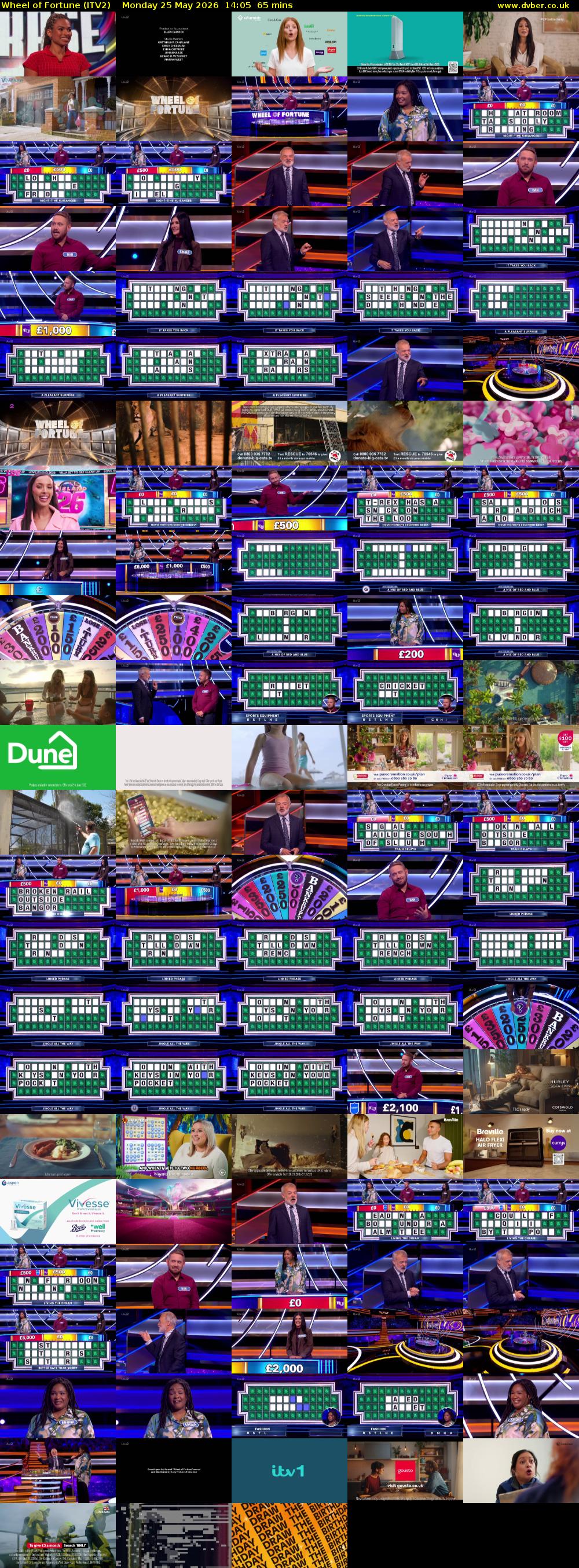 Wheel of Fortune (ITV2) Monday 25 May 2026 14:05 - 15:10