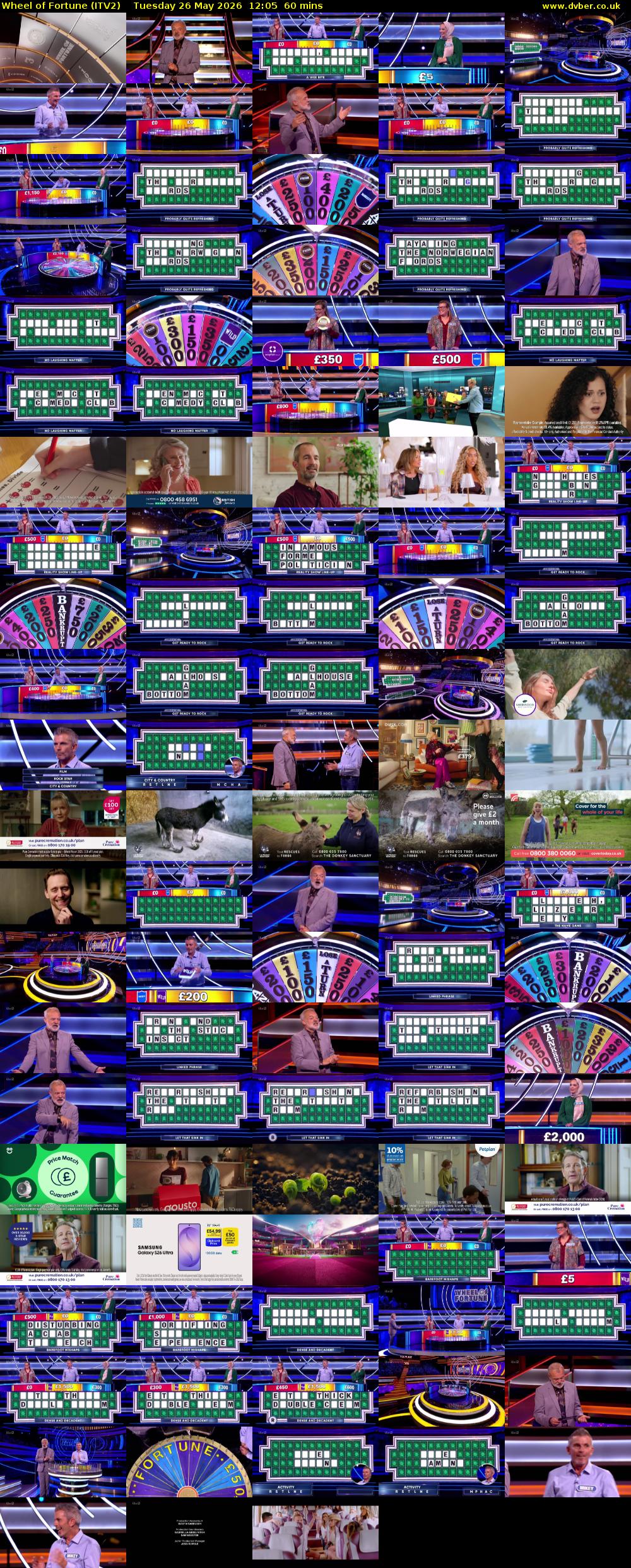 Wheel of Fortune (ITV2) Tuesday 26 May 2026 12:05 - 13:05