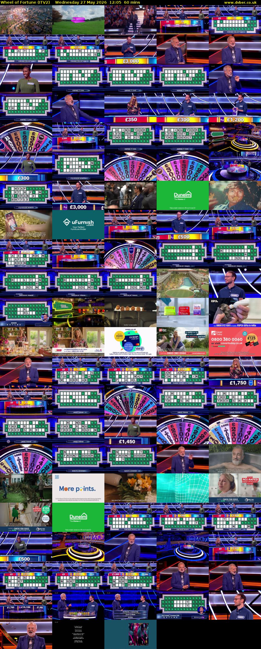 Wheel of Fortune (ITV2) Wednesday 27 May 2026 12:05 - 13:05