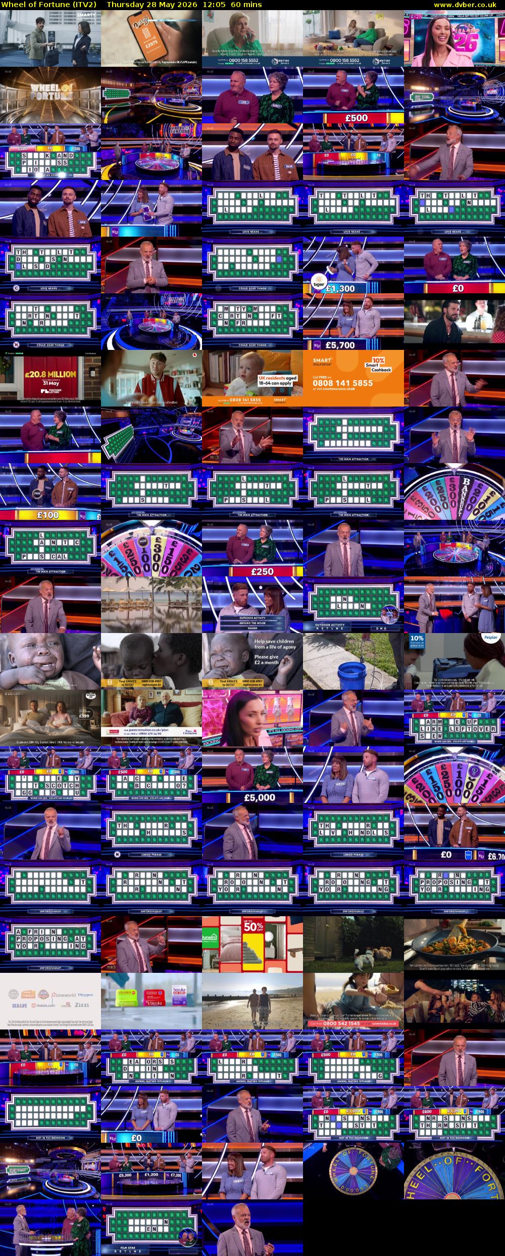Wheel of Fortune (ITV2) Thursday 28 May 2026 12:05 - 13:05