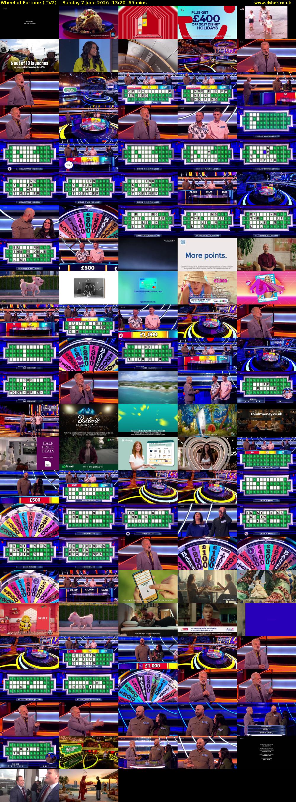 Wheel of Fortune (ITV2) Sunday 7 June 2026 13:20 - 14:25