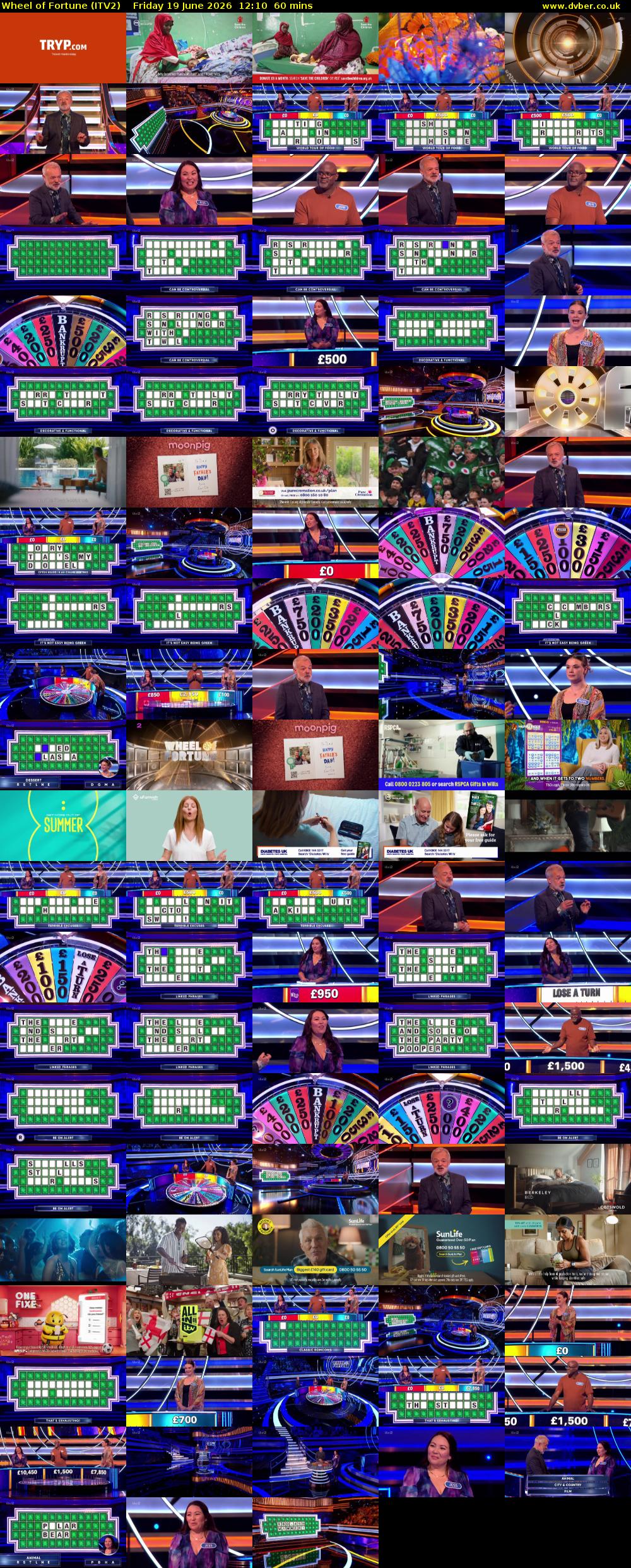 Wheel of Fortune (ITV2) Friday 19 June 2026 12:10 - 13:10