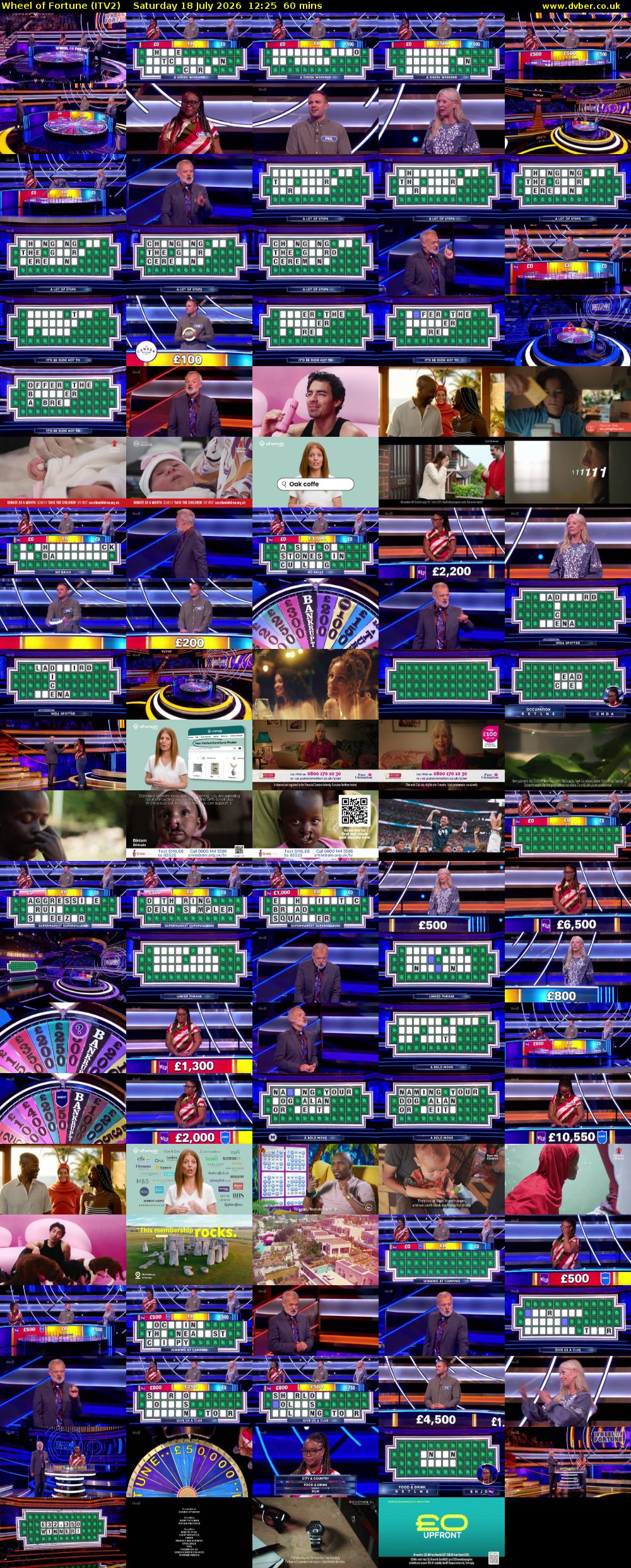 Wheel of Fortune (ITV2) Saturday 18 July 2026 12:25 - 13:25