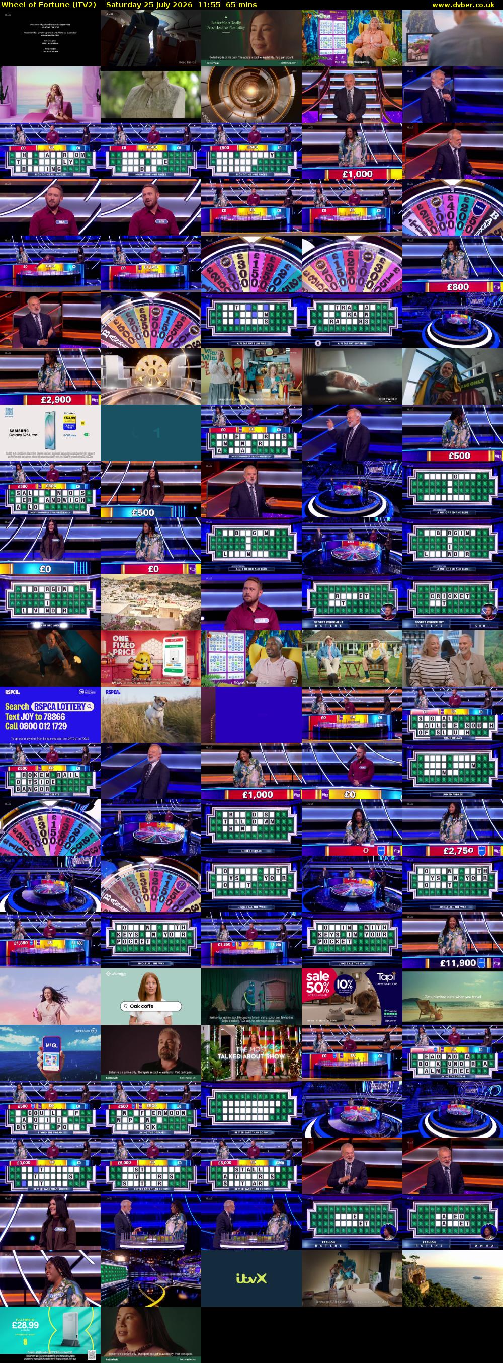 Wheel of Fortune (ITV2) Saturday 25 July 2026 11:55 - 13:00