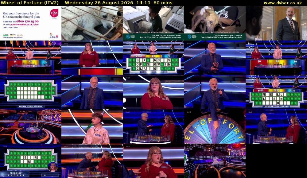 Wheel of Fortune (ITV2) Wednesday 26 August 2026 14:10 - 15:10