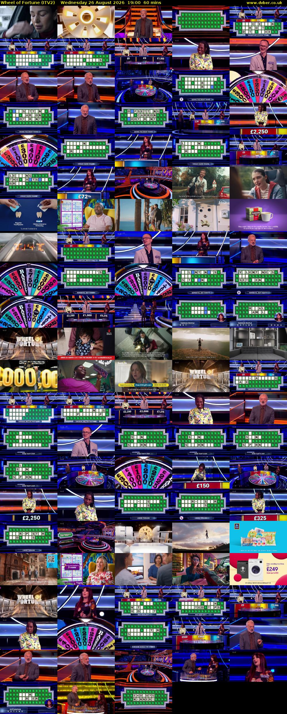 Wheel of Fortune (ITV2) Wednesday 26 August 2026 19:00 - 20:00
