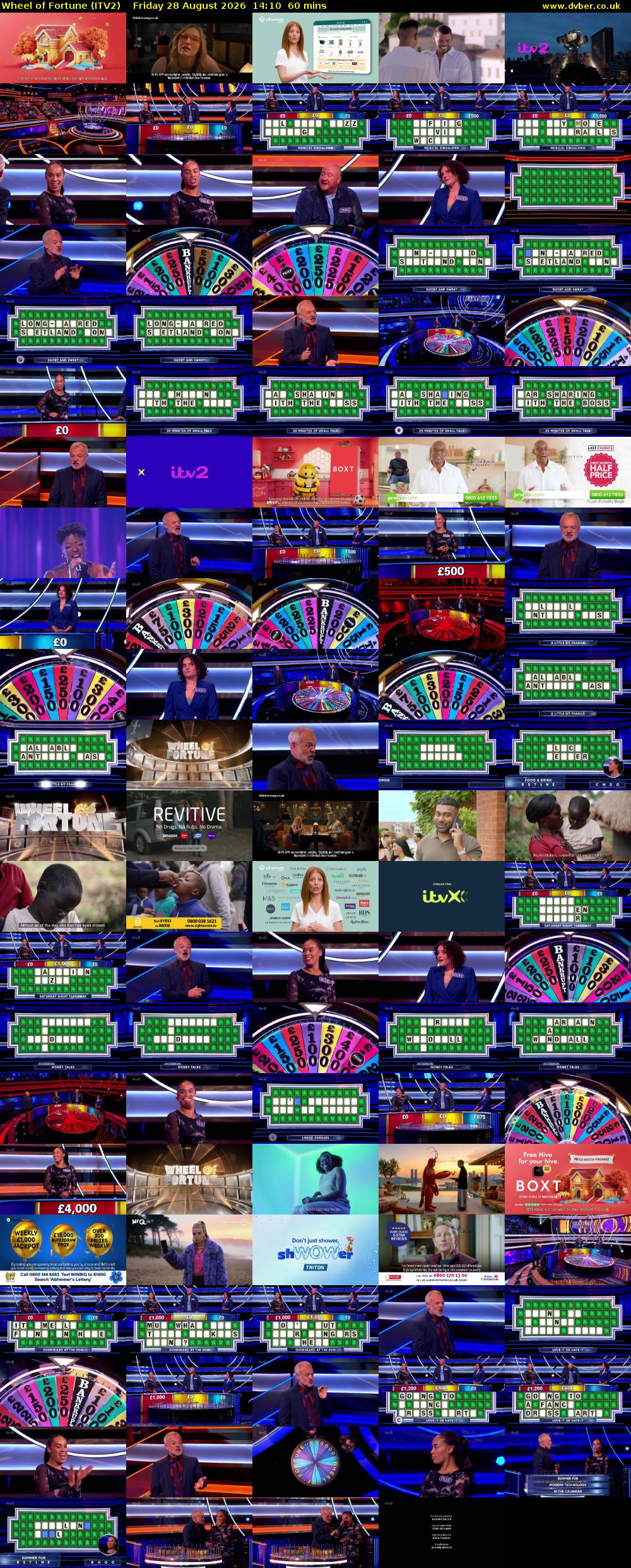 Wheel of Fortune (ITV2) Friday 28 August 2026 14:10 - 15:10