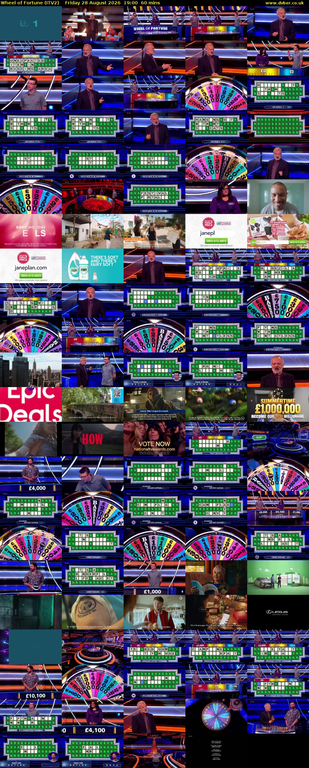 Wheel of Fortune (ITV2) Friday 28 August 2026 19:00 - 20:00