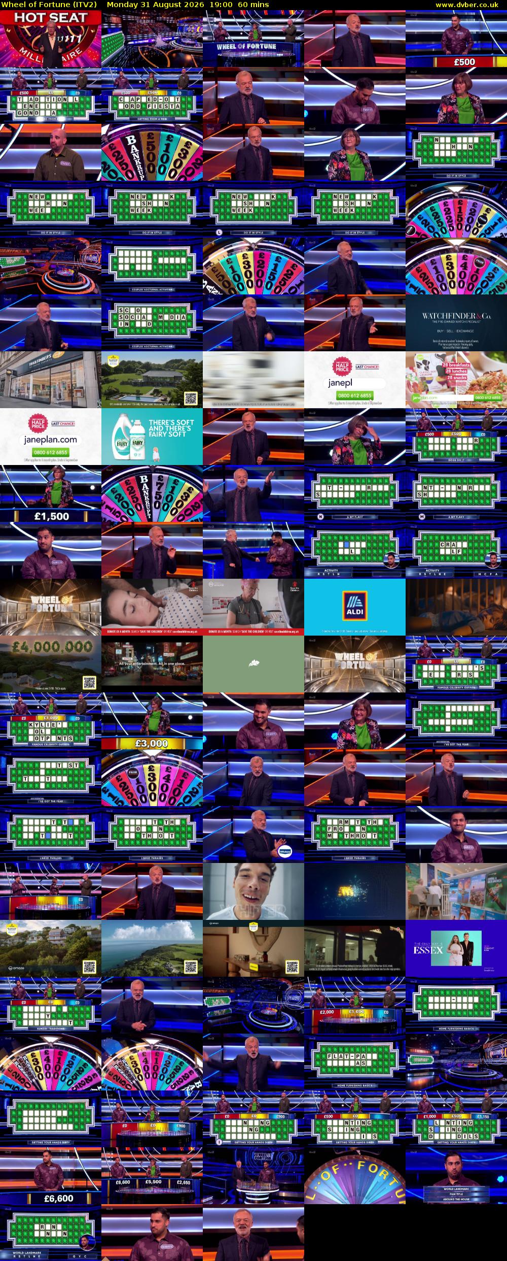 Wheel of Fortune (ITV2) Monday 31 August 2026 19:00 - 20:00