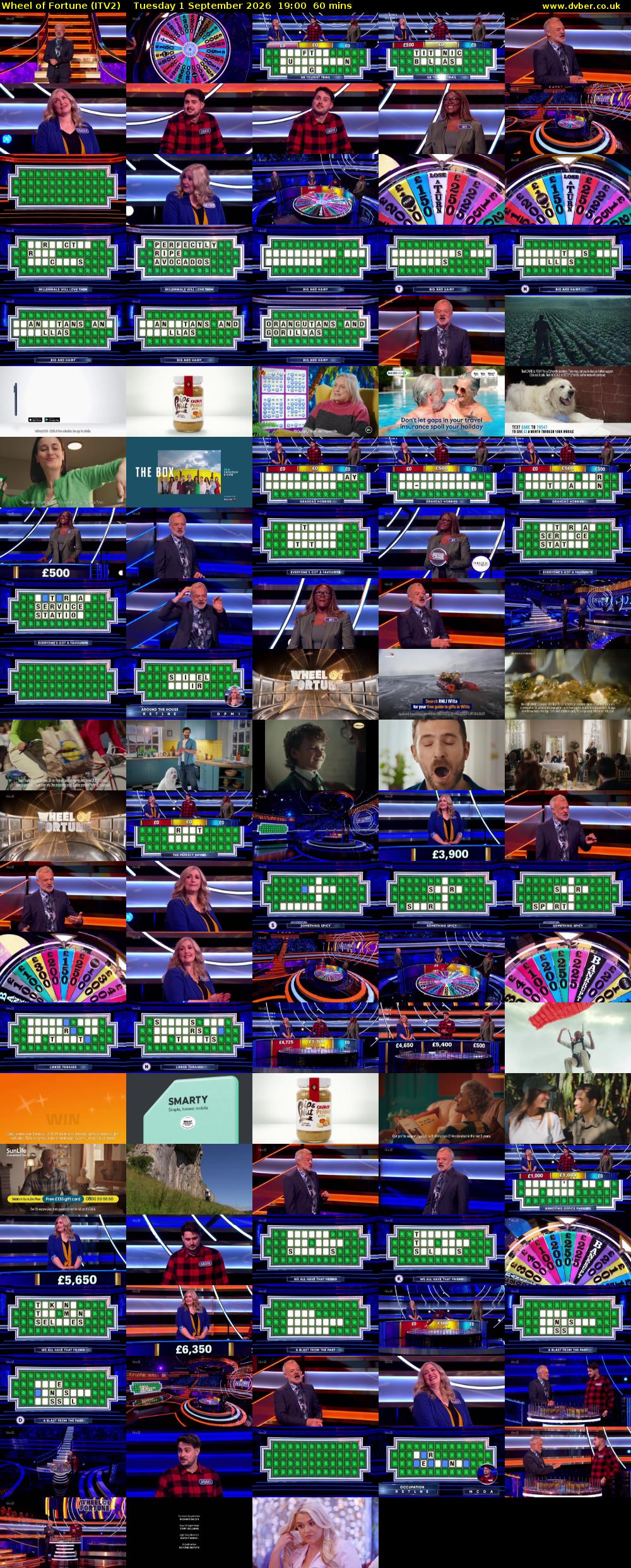 Wheel of Fortune (ITV2) Tuesday 1 September 2026 19:00 - 20:00