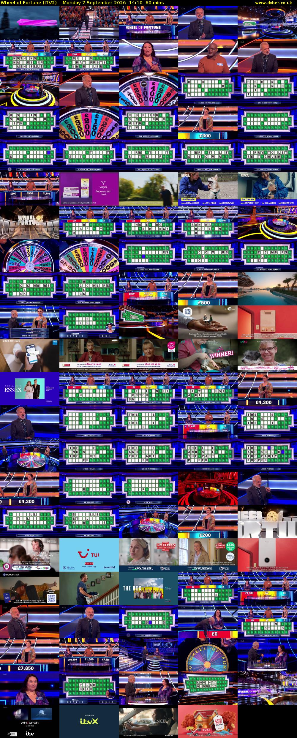 Wheel of Fortune (ITV2) Monday 7 September 2026 14:10 - 15:10