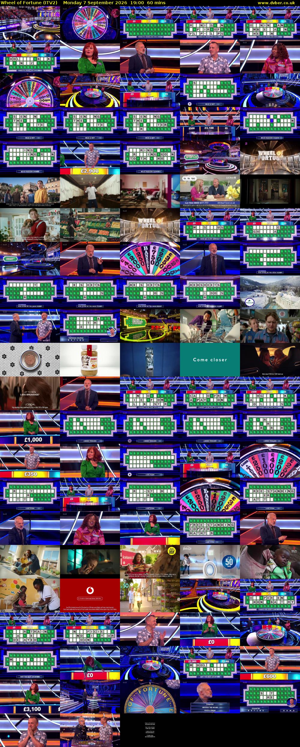 Wheel of Fortune (ITV2) Monday 7 September 2026 19:00 - 20:00