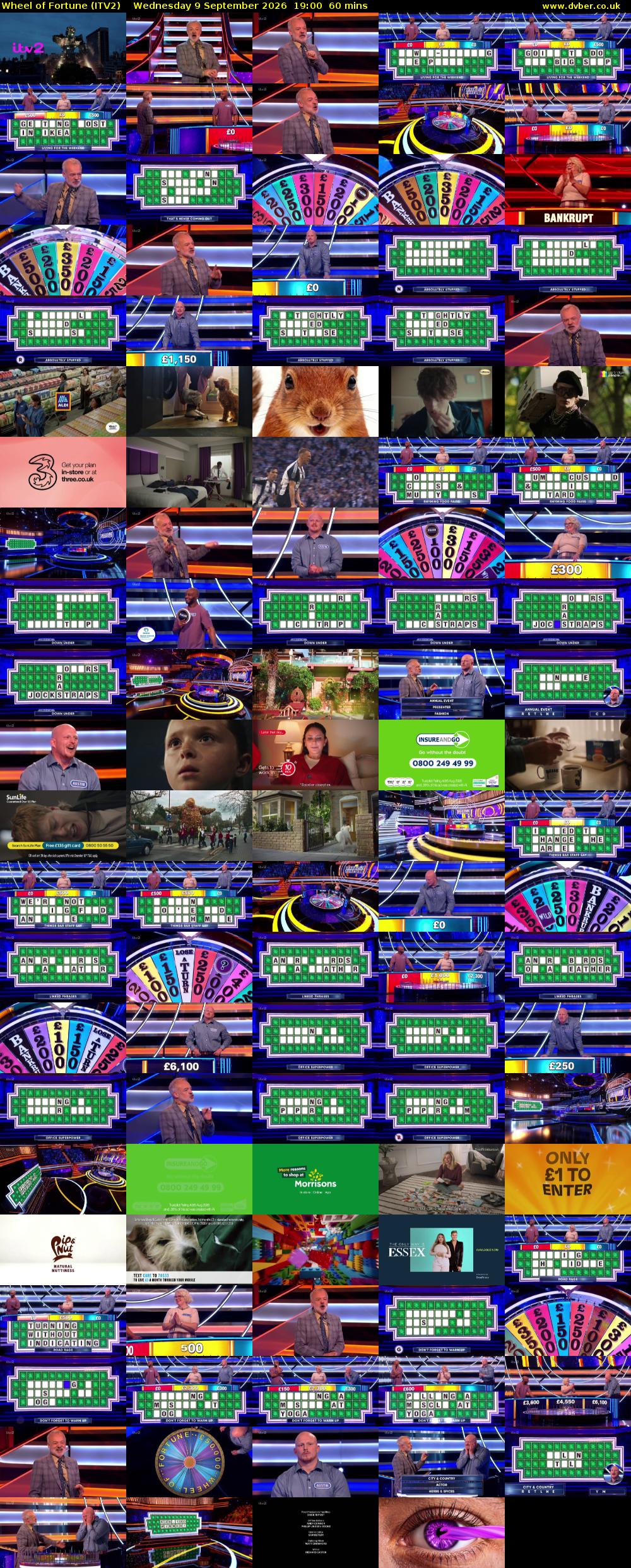 Wheel of Fortune (ITV2) Wednesday 9 September 2026 19:00 - 20:00