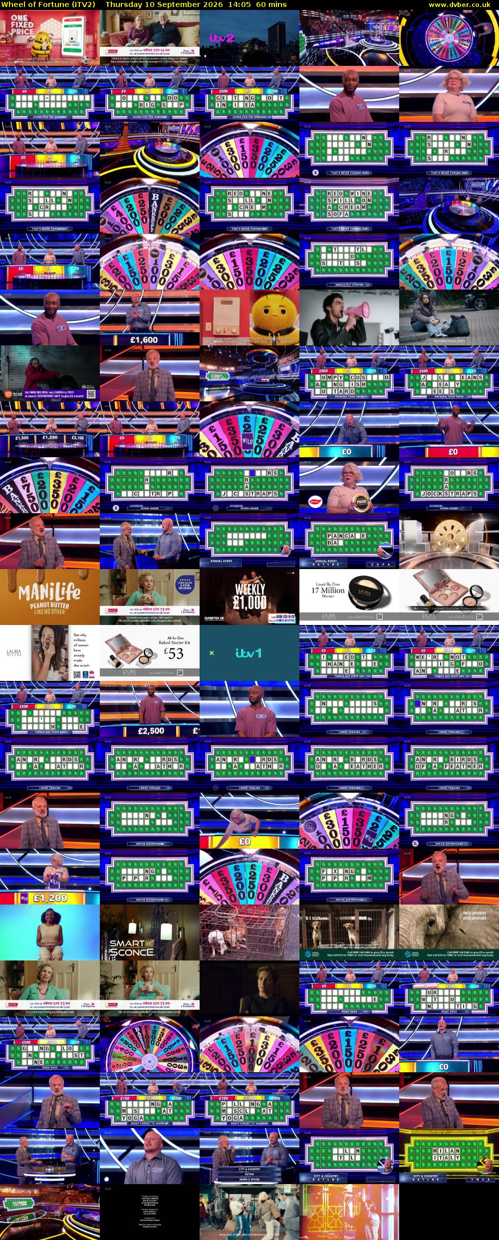 Wheel of Fortune (ITV2) Thursday 10 September 2026 14:05 - 15:05