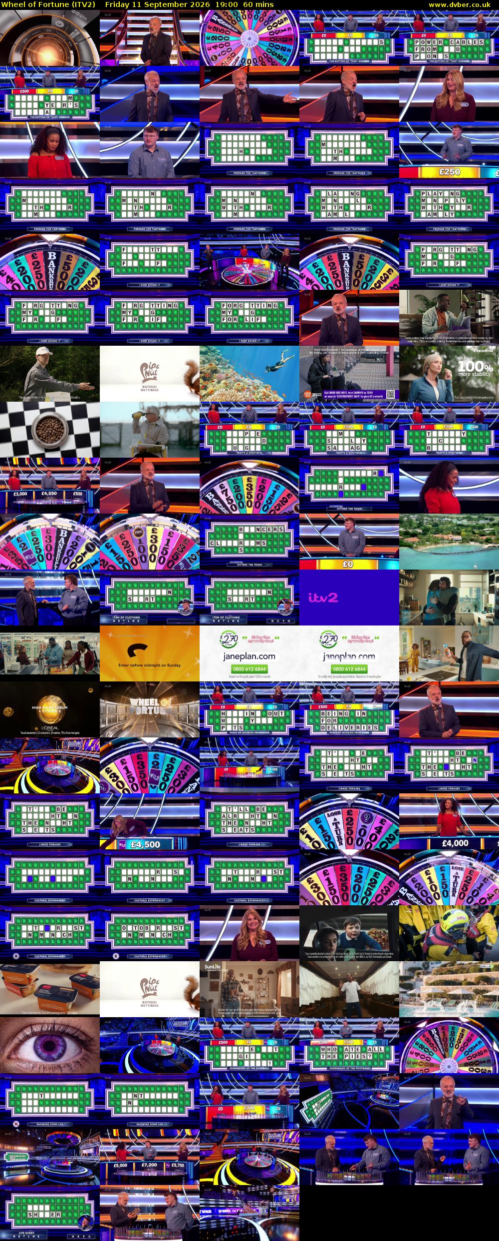 Wheel of Fortune (ITV2) Friday 11 September 2026 19:00 - 20:00