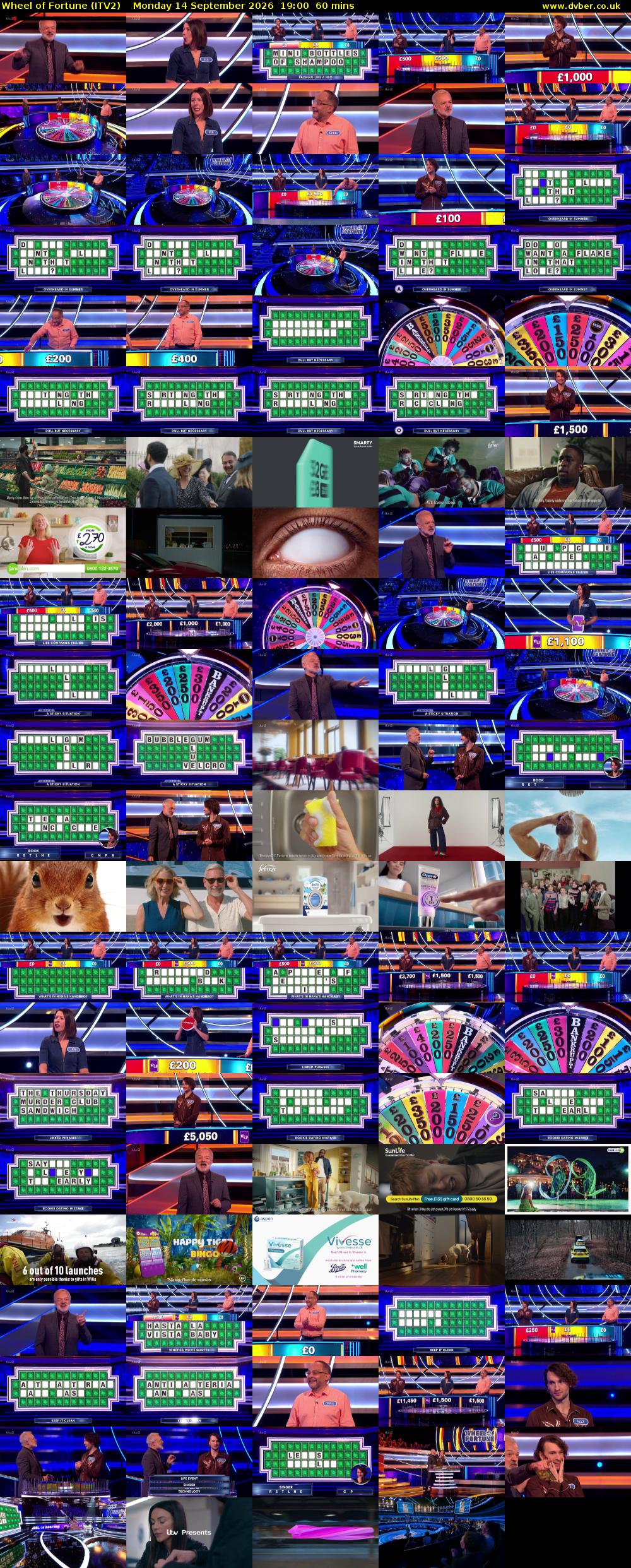 Wheel of Fortune (ITV2) Monday 14 September 2026 19:00 - 20:00