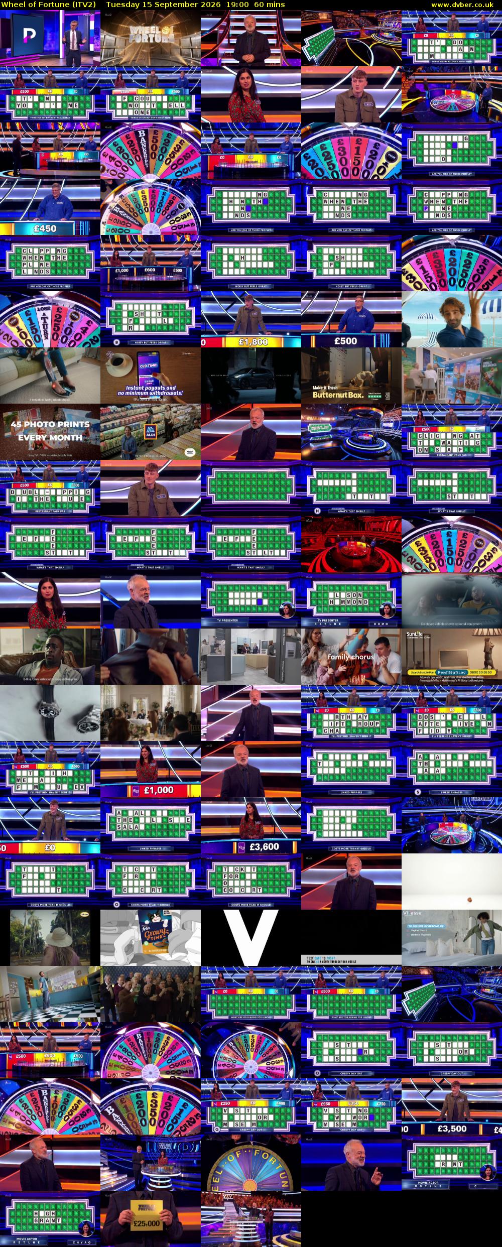 Wheel of Fortune (ITV2) Tuesday 15 September 2026 19:00 - 20:00