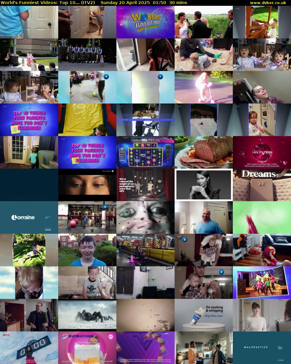 World's Funniest Videos: Top 10... (ITV2) Sunday 20 April 2025 01:50 - 02:20