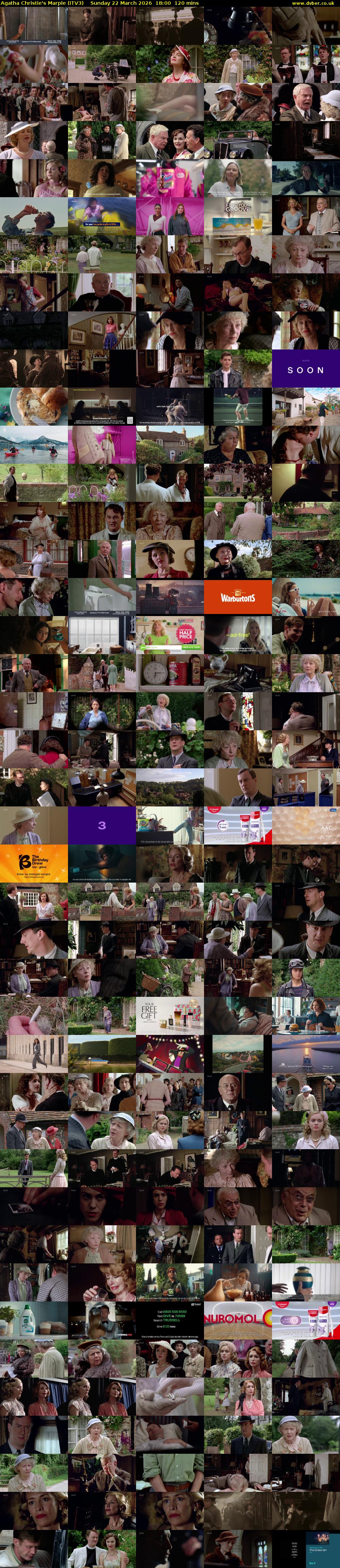 Agatha Christie's Marple (ITV3) Sunday 22 March 2026 18:00 - 20:00
