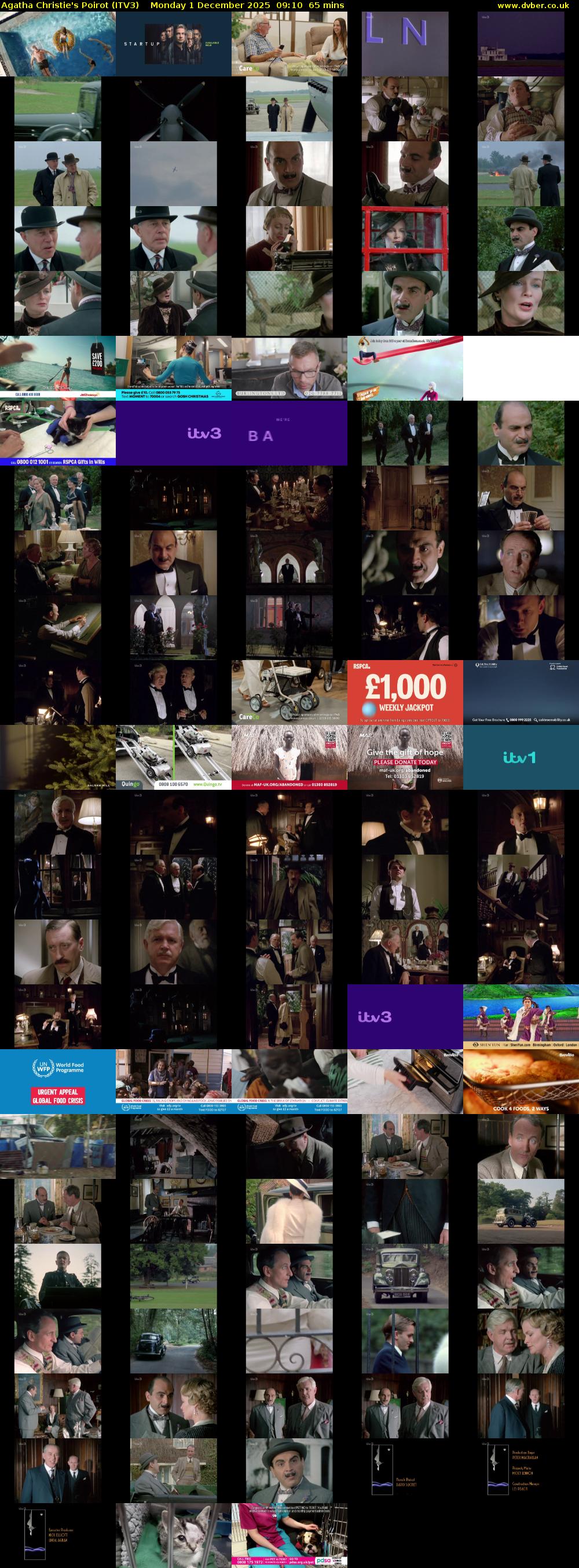 Agatha Christie's Poirot (ITV3) Monday 1 December 2025 09:10 - 10:15