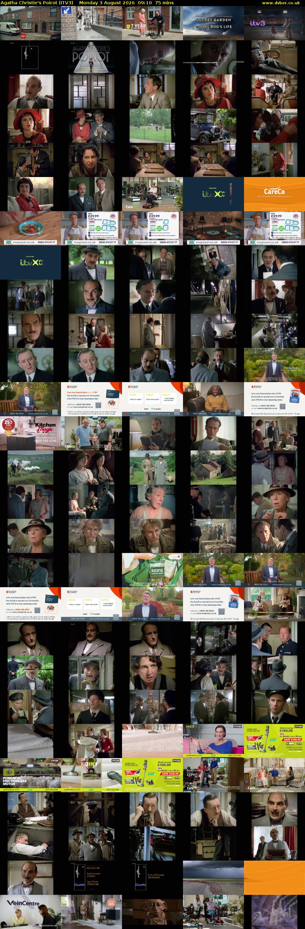 Agatha Christie's Poirot (ITV3) Monday 3 August 2026 09:10 - 10:25