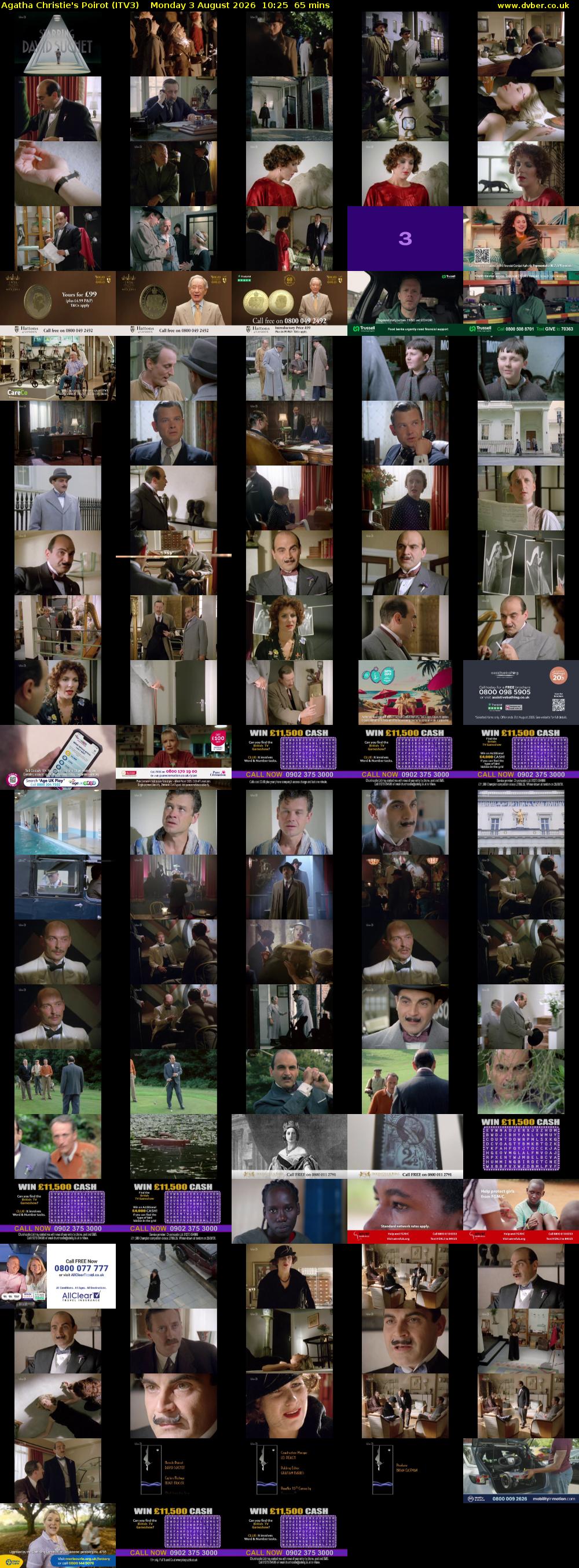 Agatha Christie's Poirot (ITV3) Monday 3 August 2026 10:25 - 11:30