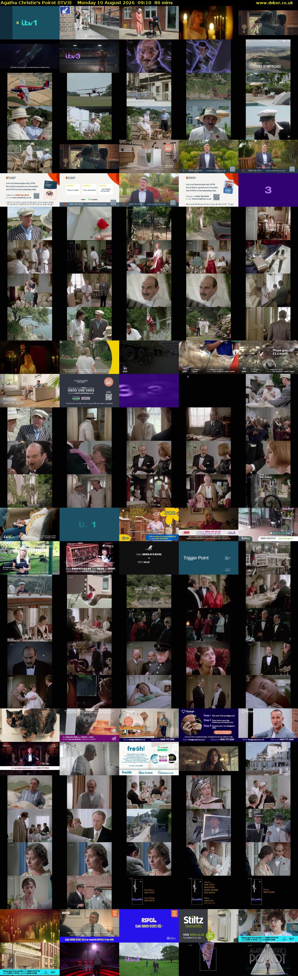 Agatha Christie's Poirot (ITV3) Monday 10 August 2026 09:10 - 10:30