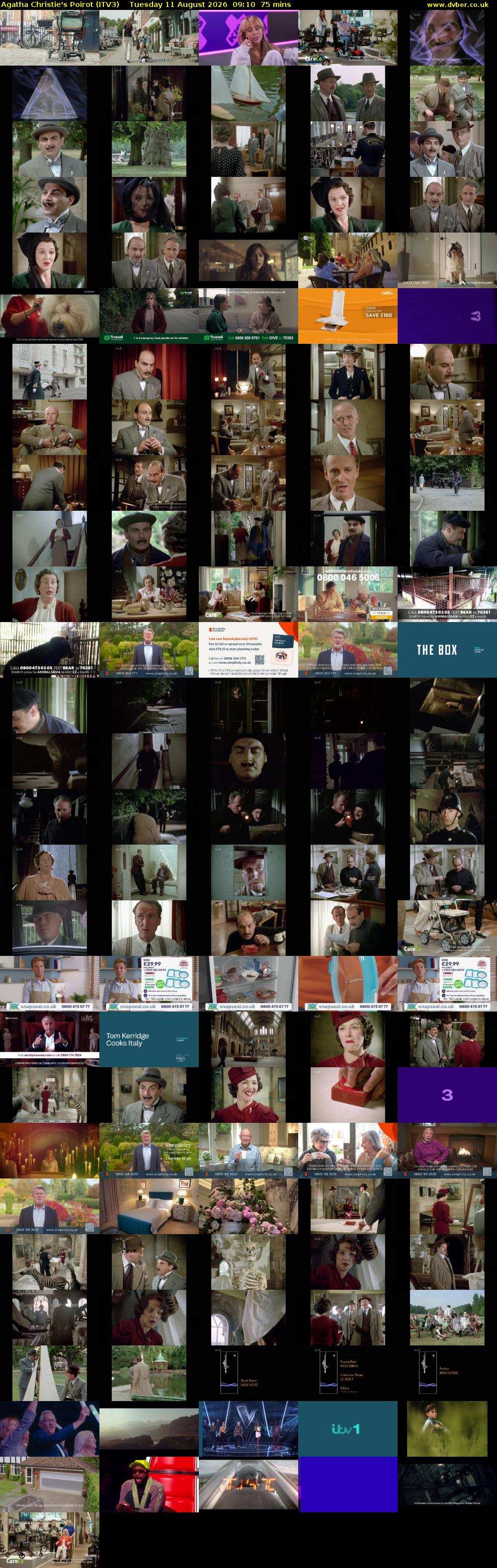 Agatha Christie's Poirot (ITV3) Tuesday 11 August 2026 09:10 - 10:25