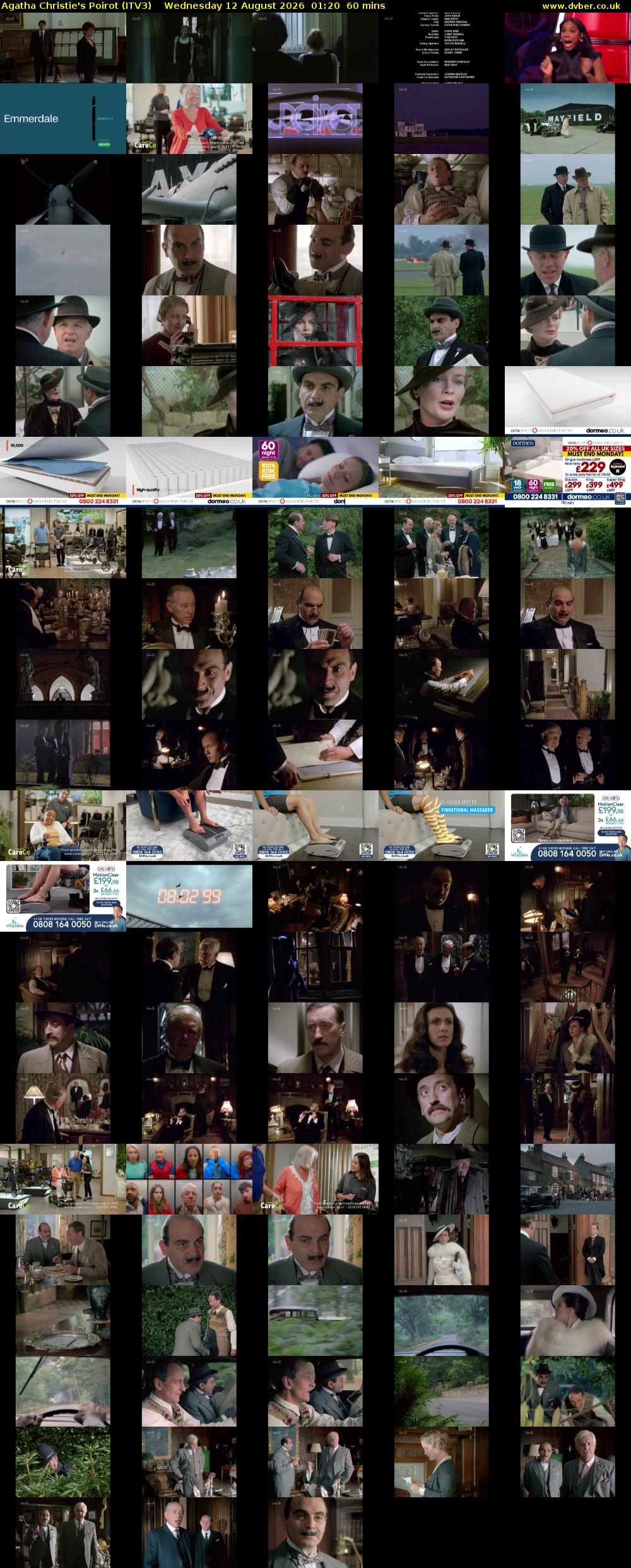 Agatha Christie's Poirot (ITV3) Wednesday 12 August 2026 01:20 - 02:20