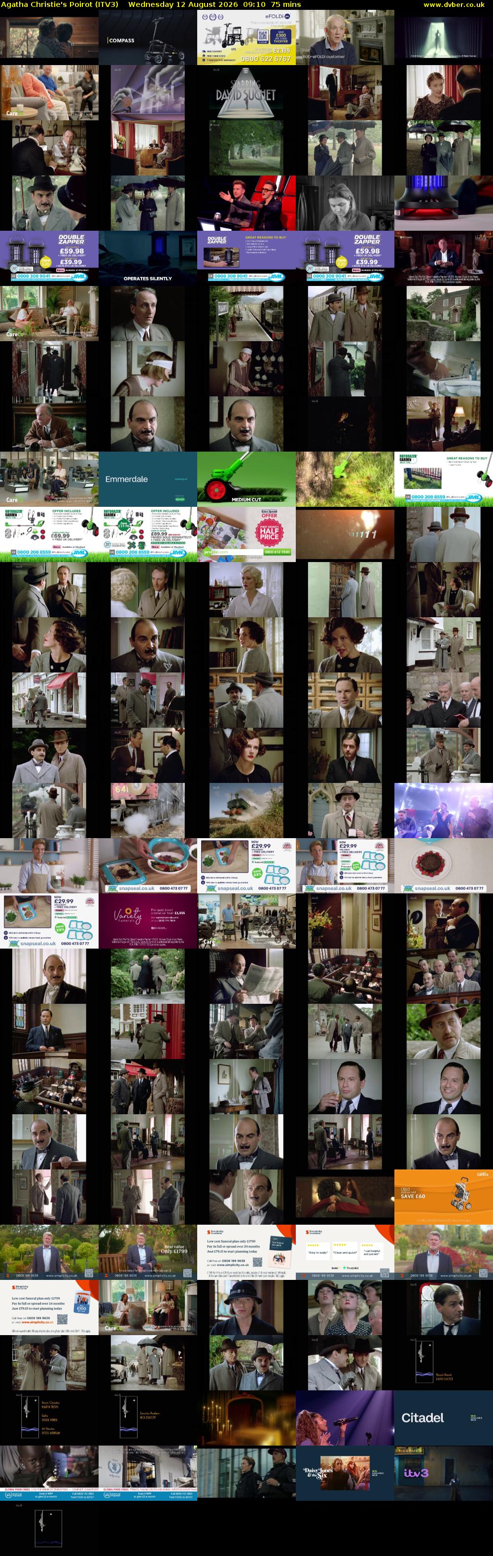 Agatha Christie's Poirot (ITV3) Wednesday 12 August 2026 09:10 - 10:25