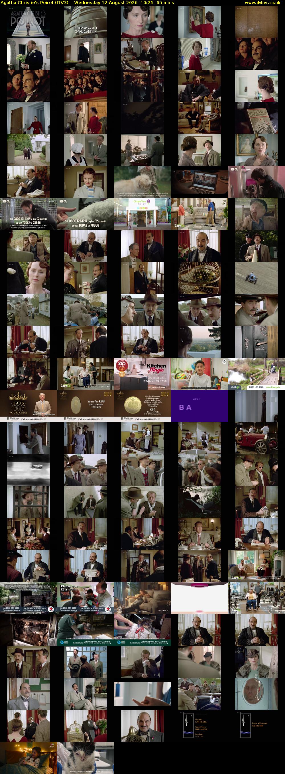 Agatha Christie's Poirot (ITV3) Wednesday 12 August 2026 10:25 - 11:30
