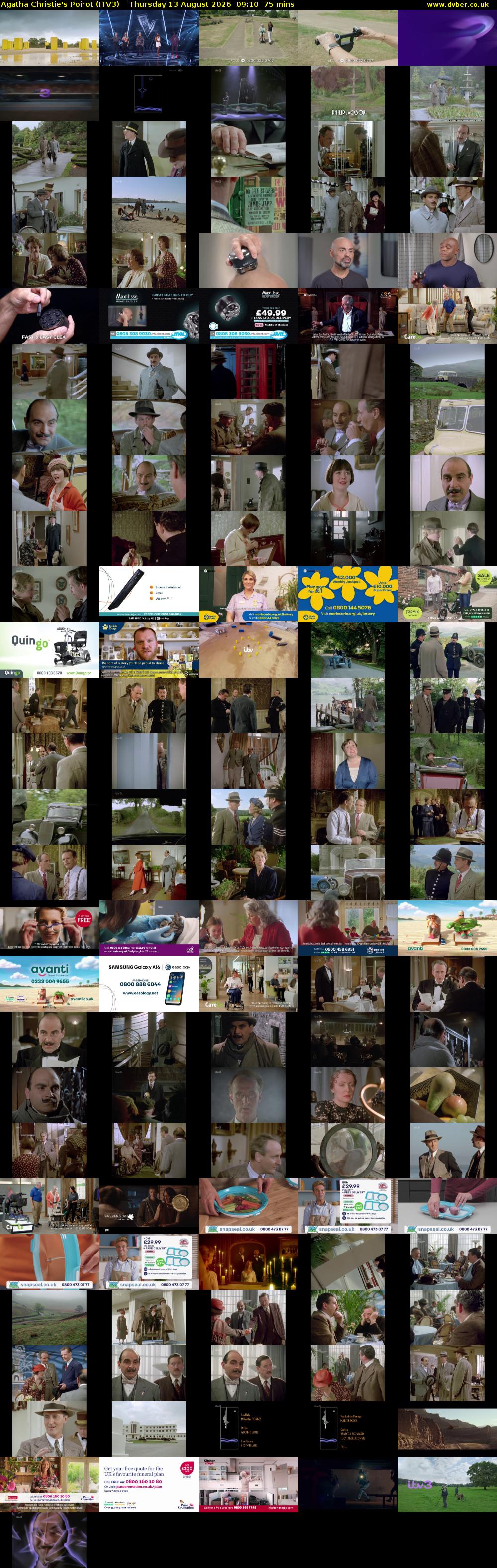 Agatha Christie's Poirot (ITV3) Thursday 13 August 2026 09:10 - 10:25