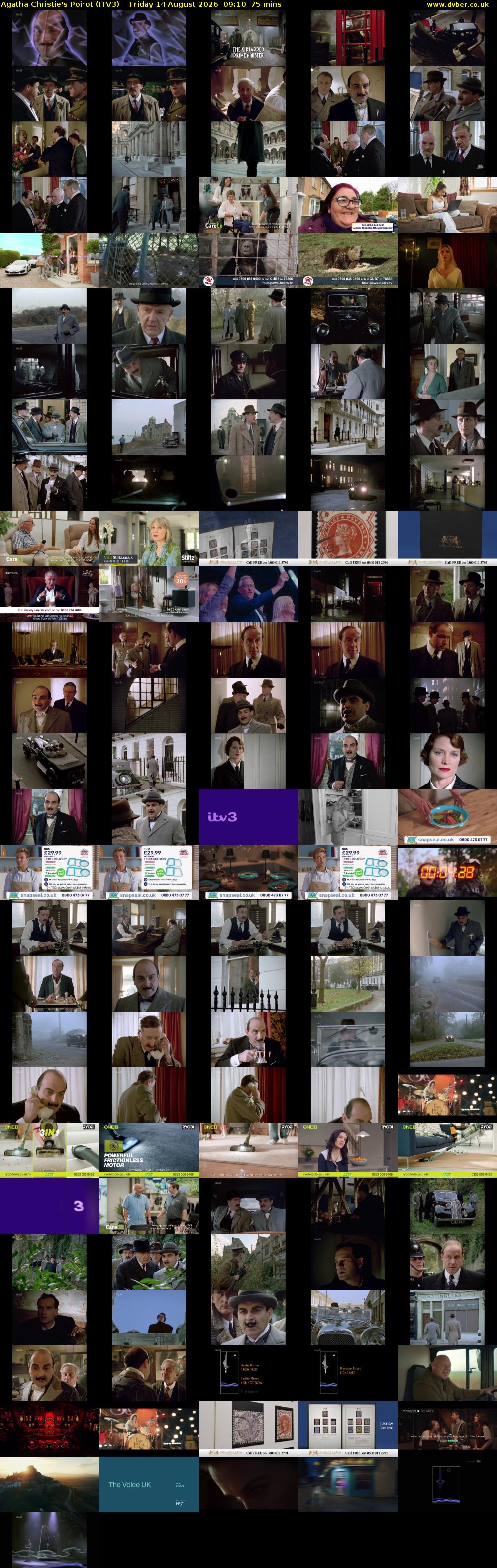 Agatha Christie's Poirot (ITV3) Friday 14 August 2026 09:10 - 10:25